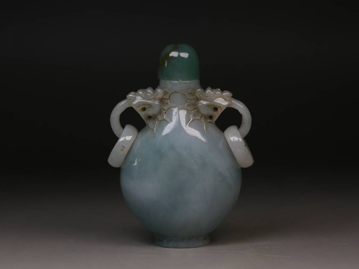 清末時代　天然水晶　鼻煙壺　中国古美術　時代物 清時代 鼻煙壺 瑪瑙独特な天然模様 細工 中国美術 コレクション 天然石