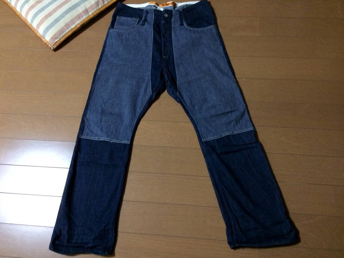 美品 日本製 CANTON OVERALLS ダブルニー デニムパンツ ワーク 濃紺 
