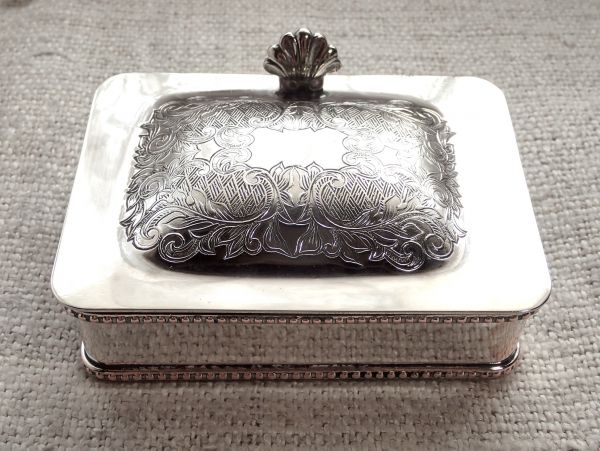 英国アンティーク 純銀P シルバー トリンケットボックス 宝石箱 イギリス製