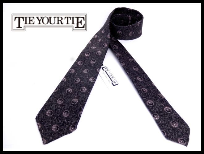 B2435 新品 正規品 定価25.920円★TIE YOUR TIE タイユアタイ★濃茶 小紋織り柄　イタリー製 ネクタイ タグ付き