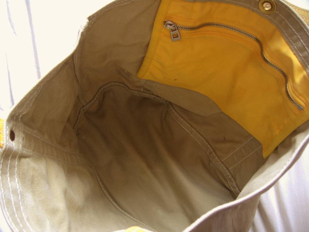 信三郎帆布 トートバッグ ベージュ×イエロー☆紐付き 一澤 一澤帆布 