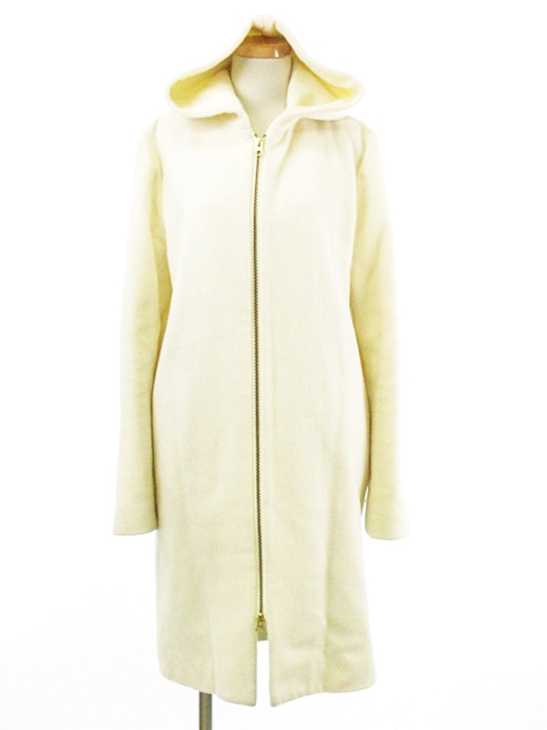 ラウンジドレス Loungedress コート ロング フード付 F 白系 オフ 