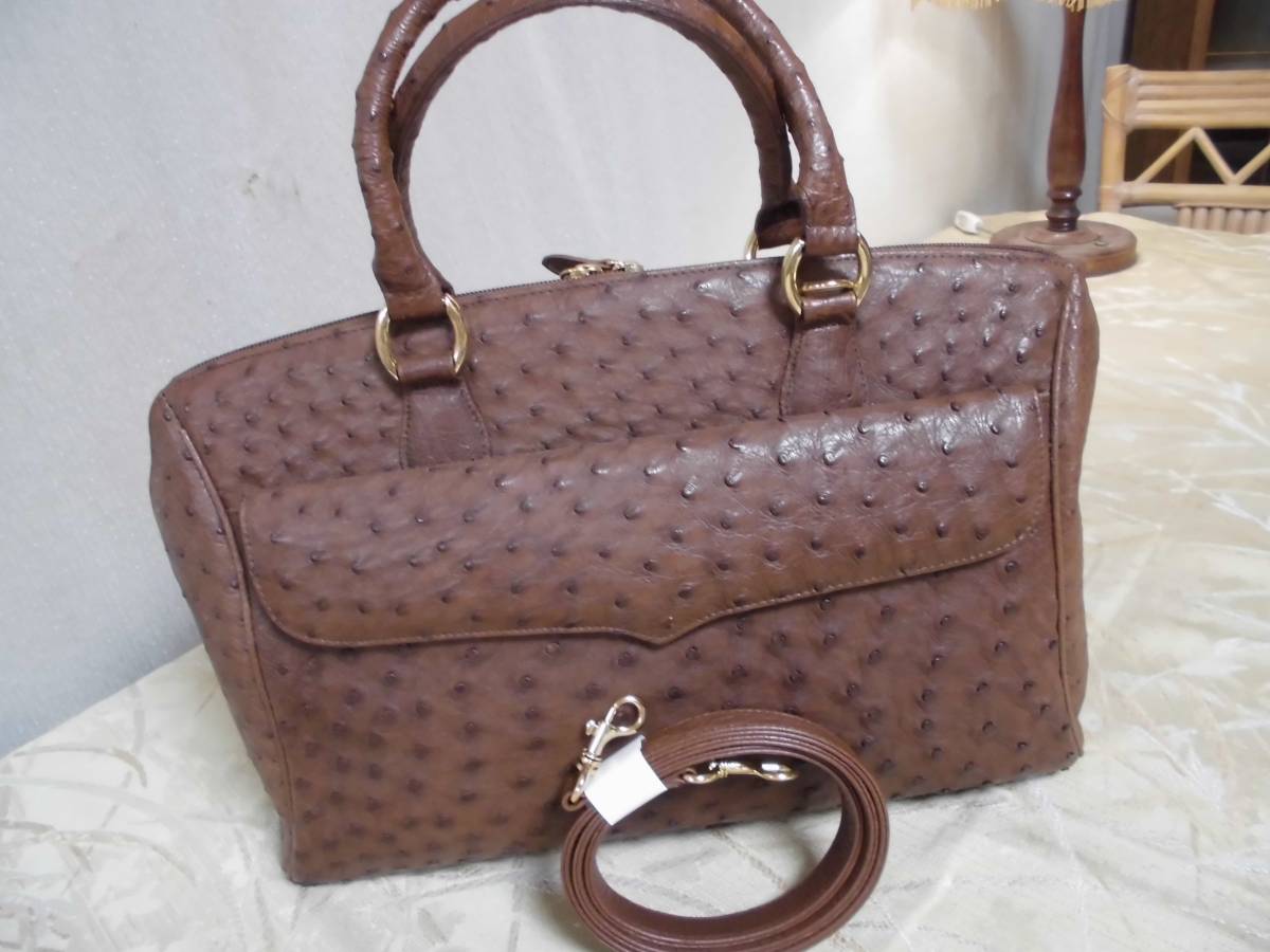 極美品 IBIZA オーストリッチ ショルダーバッグ レザー 本革 f38 中古 