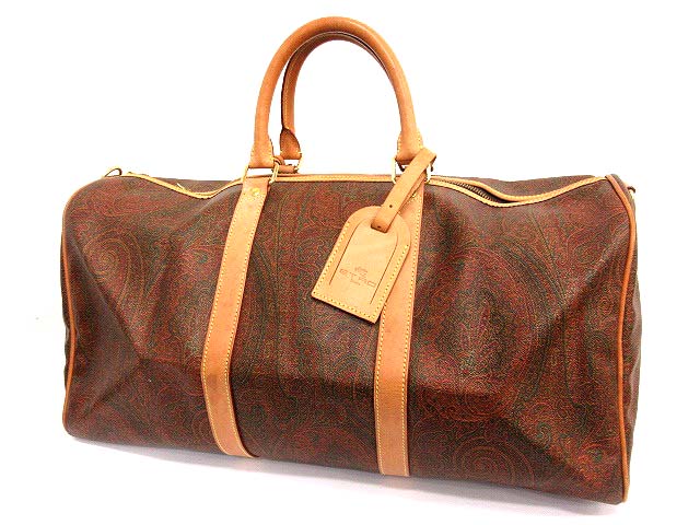 エトロ ETRO ボストンバッグ ショルダー 2WAY ペイズリー柄 茶
