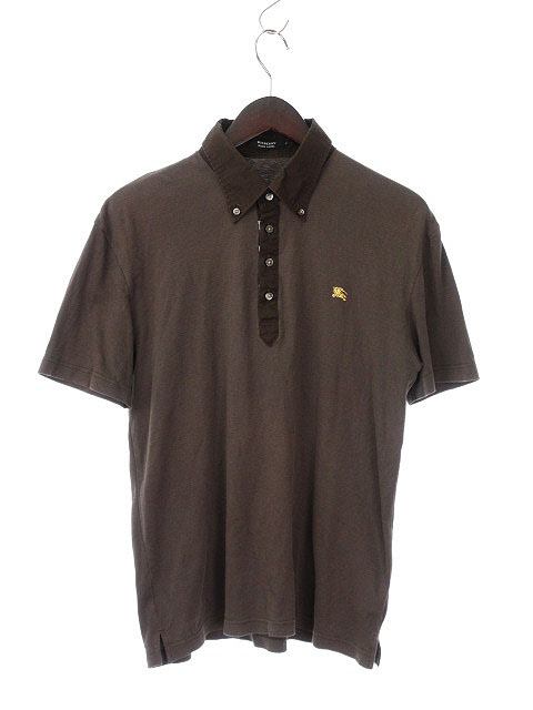 バーバリーブラックレーベル BURBERRY BLACK LABEL ポロシャツ ボタンダウン 半袖 刺繍 ポニー 3 茶 ブラウン 国内正規 メンズ