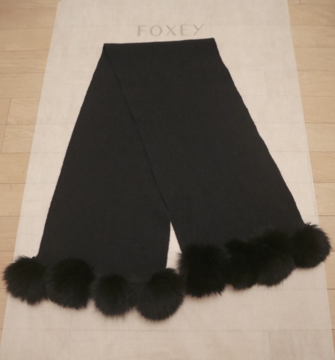 FOXEY BOUTIQUE カシミヤ100％ フォックス毛皮付き マフラー 