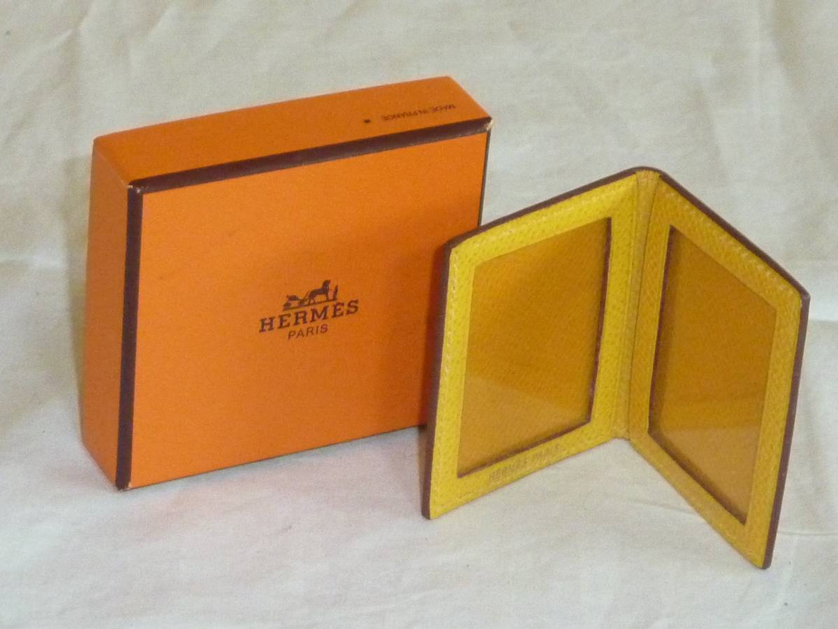 ☆HERMES エルメス/ミニフォトケース/写真入れ/オレンジ/レザー ミニ