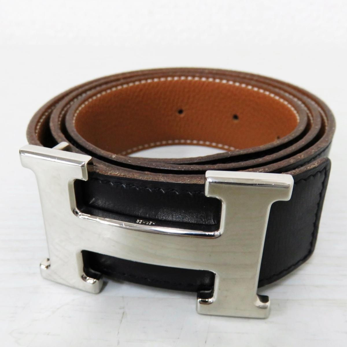 エルメス リバーシブル Hベルト ブラック ベルト HERMES ゴールド 
