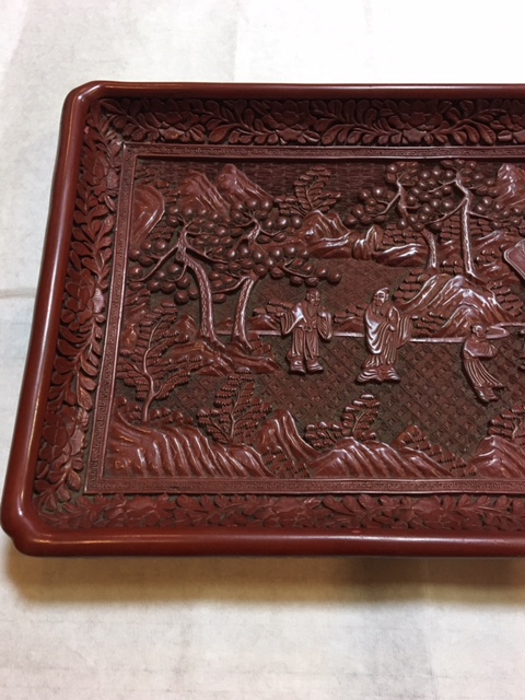 【堆朱盆】大清乾隆年製　逸品！