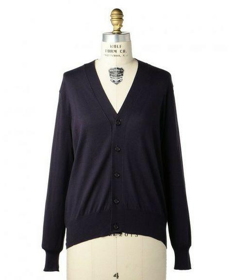 Drawer 18GコットンシルクVネックカーディガン ライトブルー Sサイズ