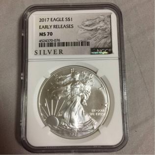 最高鑑定 アメリカシルバーイーグル銀貨 NGC MS70 EARLY RELEASES 1