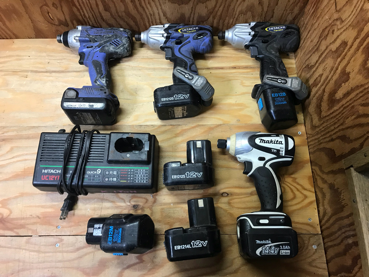 日立工機 中古品 まとめて 日立 マキタ 12v 14v 旧型12v工具4台