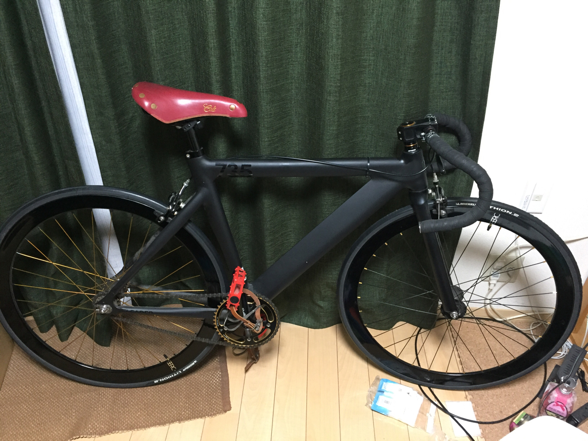 LEADER BIKE ピストバイク 735 つや消し黒 ブルックスサドル 室内保管