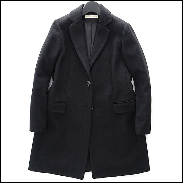 美品 イエナスローブ ウール混メルトンチェスターコートF黒★J9324
