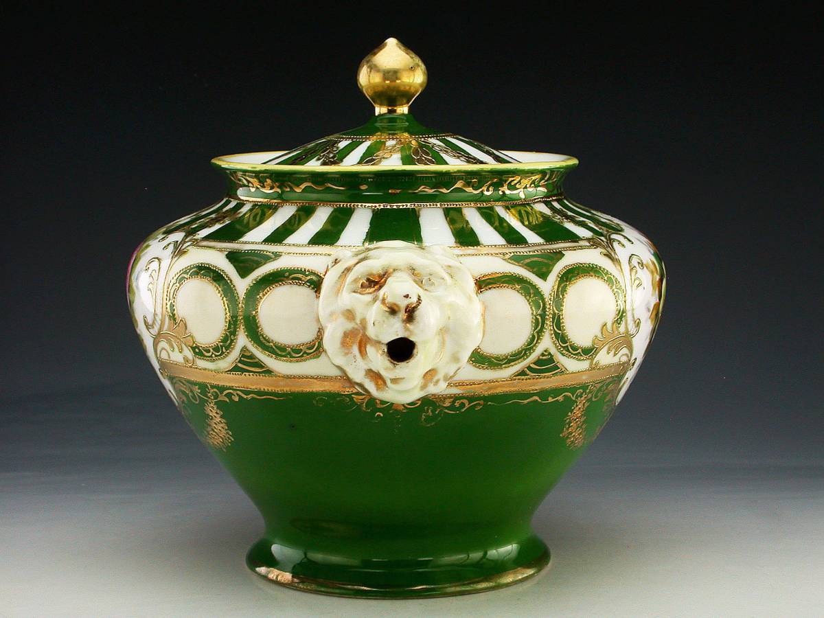 Noritake - オールドノリタケ 金盛上 河畔風景図紋両耳飾り大鉢の 