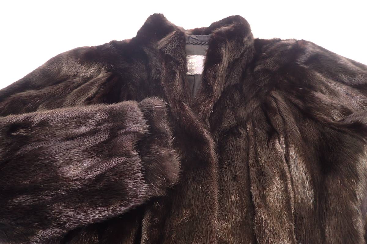 美品◇SANMARCO サンマルコ ミンク ロングコート 11 黒系 毛皮 MINK ファー