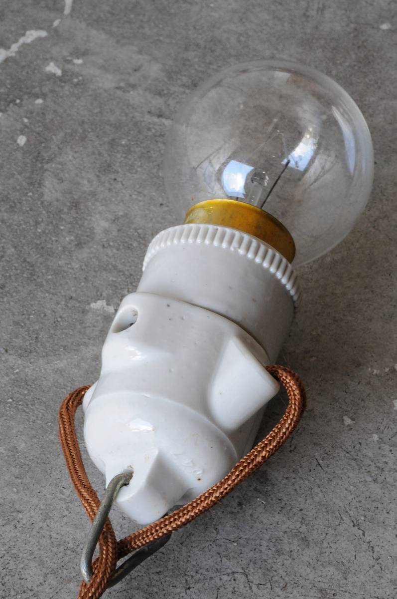 フランス アンティーク 陶器 磁器 ランプ ライト 照明 ペンダント ソケット 吊り下げイギリス 仏 B