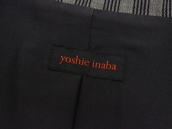 ◎yoshie inaba/ヨシエイナバ 裏地 シルク リネン混 ストライプ柄 