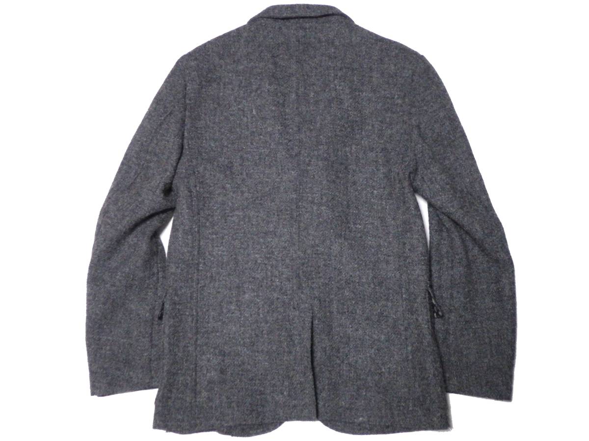 上質 RUGGED FACTORY × HARRIS TWEED ハリスツイード 裏地ペイズリー柄 段返り 3B テーラードジャケット L グレー ㈱ワールド 日本製
