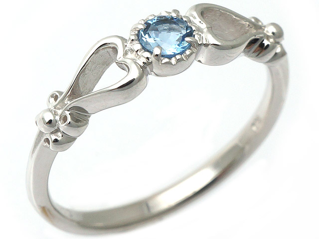 1円～☆仕上済☆指輪 #9 K10WG アクアマリン 0.11ct リング 20171116MS 茨発 59665
