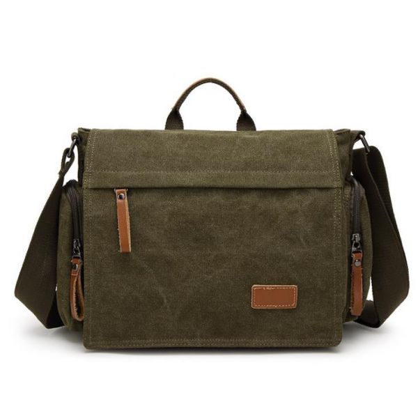 0322/6.4斜め掛け かばん A4 サイズ 通学 メンズ レディース バッグ 帆布 ショルダーバッグ★グリーン★_1