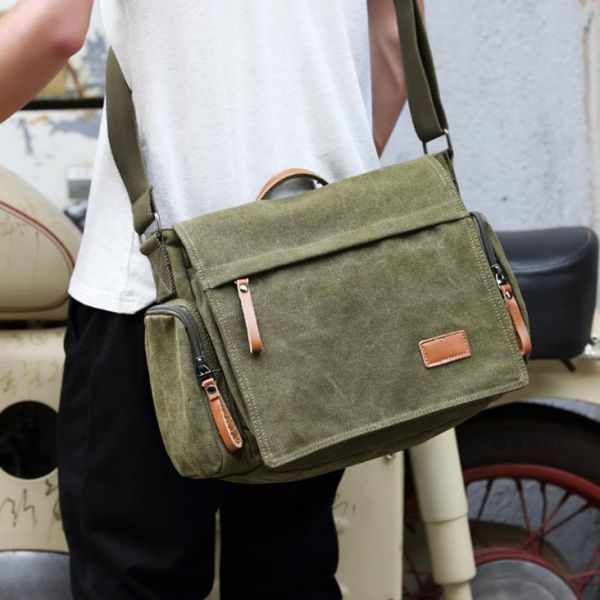 0322/6.4斜め掛け かばん A4 サイズ 通学 メンズ レディース バッグ 帆布 ショルダーバッグ★グリーン★_2