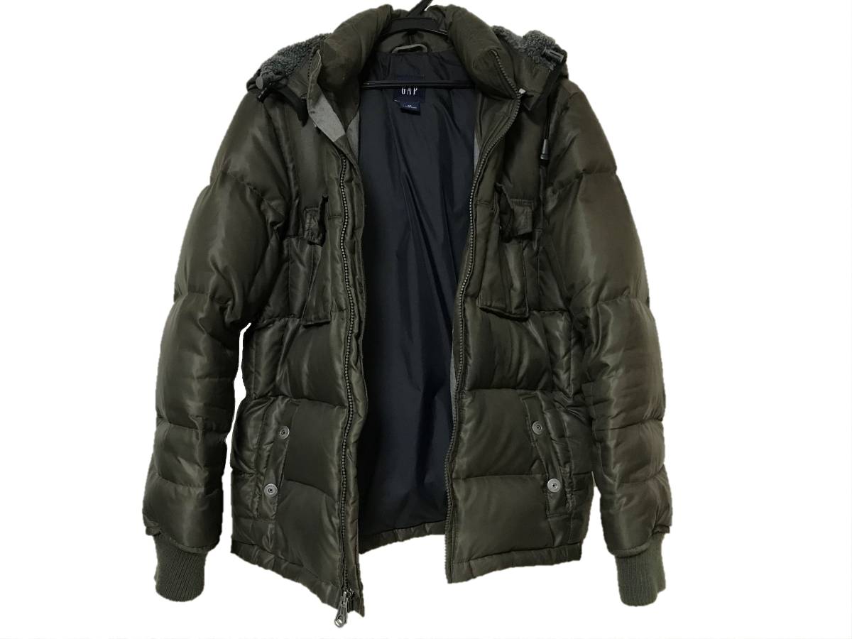 ダウンジャケット フード付き GAP カーキ ギャップ ファー アウター 