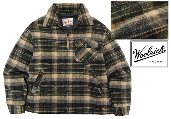 美品 ウールリッチ Woolrich チェック柄 厚手ウール 中綿入りジップアップ CPOジャケット