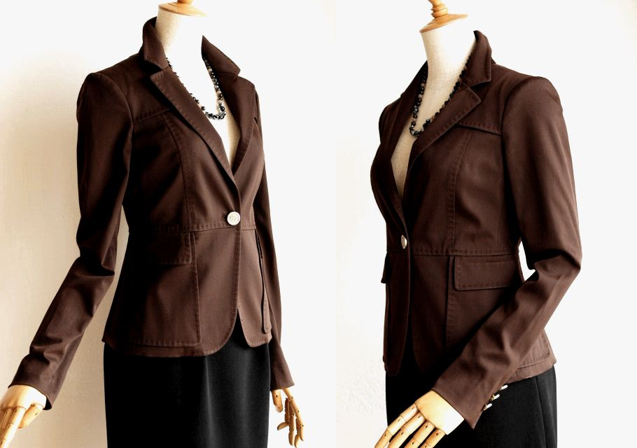 【美しいシルエット】GUCCI グッチ★上質仕立ペプラムテーラードジャケット/ブラウン/36