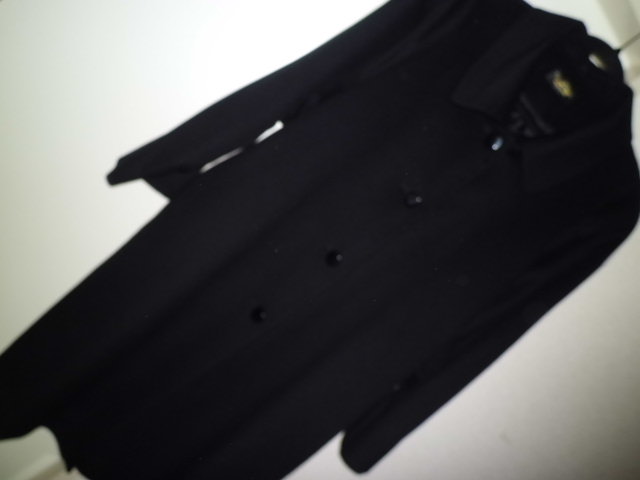大きいサイズ　カシミヤ100％コート（表示サイズL）ゆったり→B64着丈100　黒　USED　美品
