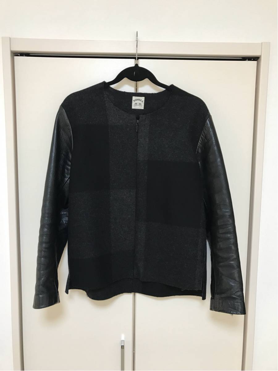 SUNSEA BLOC MELTON LEATHER LONG TEE サンシー チェック メルトン レザー ブルゾン / UNUSED URU NEON SIGN COMOLI AURALEEがお好きな方へ Melton SUNSEA | long leather Gerber\u0027s