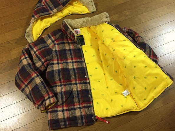 ハリスツイード HARRIS TWEED × BAPE CHECK DOWN JACKET 赤(L
