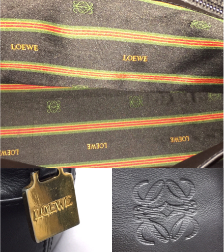 1円 1円 LOEWE ロエベ レザー ハンドバッグ ブラック×ゴールド A575 1円 極美品 LOEWE ロエベ トートバッグ 肩がけ ワンショルダー