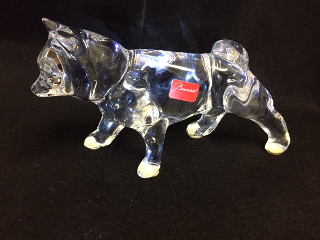 バカラ Baccarat クリスタル オブジェ 犬 置物 USED 箱付 BACCARAT 犬