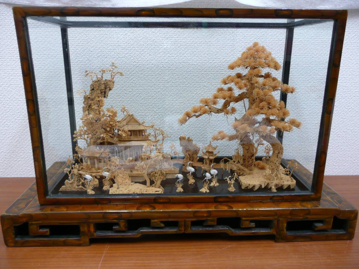 ビンテージ 中国工芸品 コルク細工 額装 置物 【認定店】【公認】【直営】