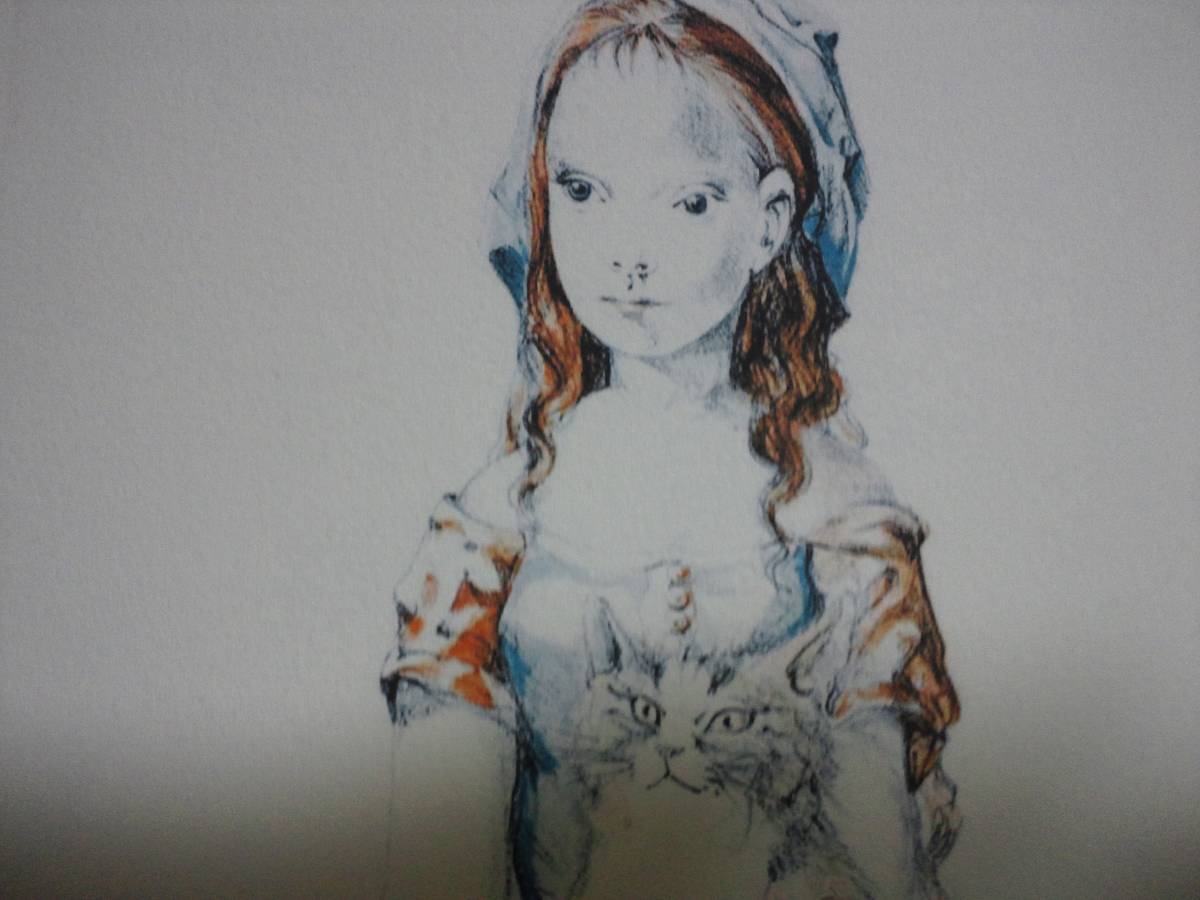 ☆日本生まれフランス育ちの画家☆藤田嗣治「膝に猫を抱く少女」（nina con gato）☆ED:74/300部☆サイン有り☆販売証明書添付☆超希少～