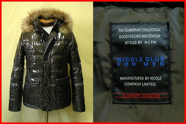 ★NICOLE CLUB FOR MEN★ リアルファー　エナメルダウンジャケット 46 ★