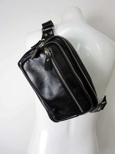 M.A.G ボディバッグ ウエストバッグ 本革 レザー 黒 ブラック 斜め掛け 鞄 カバン メンズ