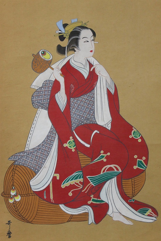 発見美品】喜多川歌麿「大黒美人図」奇想系歌麿・合致基準印落款・歌麿