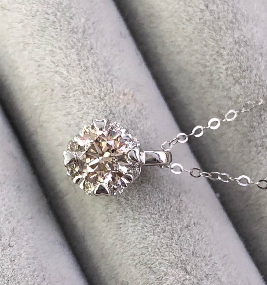 1円スタート！】ダイヤモンド0.4ct SIクラス ハート爪 K18WGペンダント 