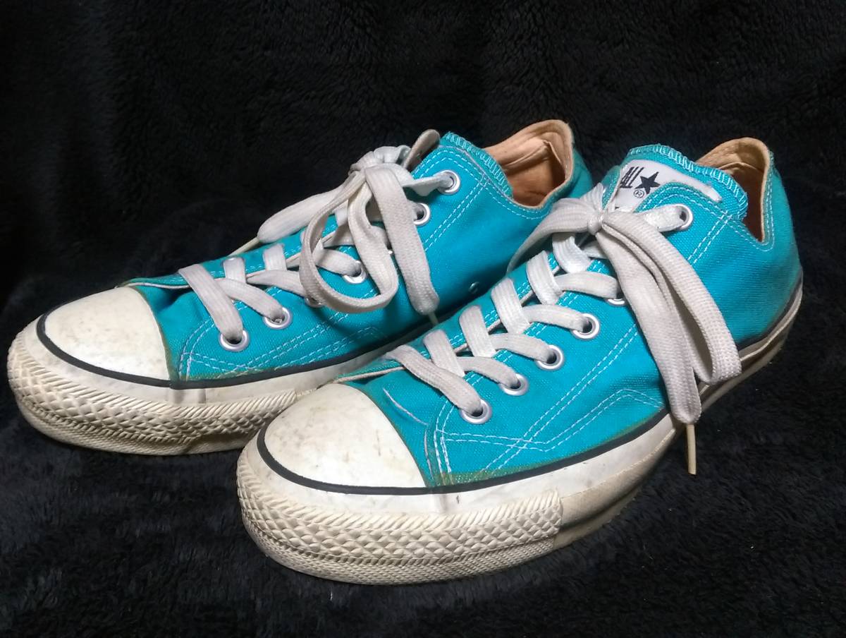 80年代 USA企画 CONVERSE ALLSTAR OX LOW ターコイズ US9 27.5cm 中古 