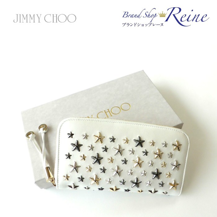 新品 【JIMMY CHOO】 FILIPA スター スタッズ ラウンドファスナー 長財布