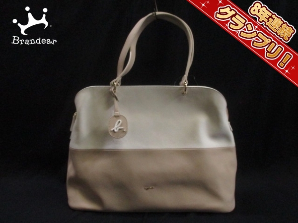 アニエスベー agnes b バッグ トートバッグ レザー ベージュ×アイボリー
