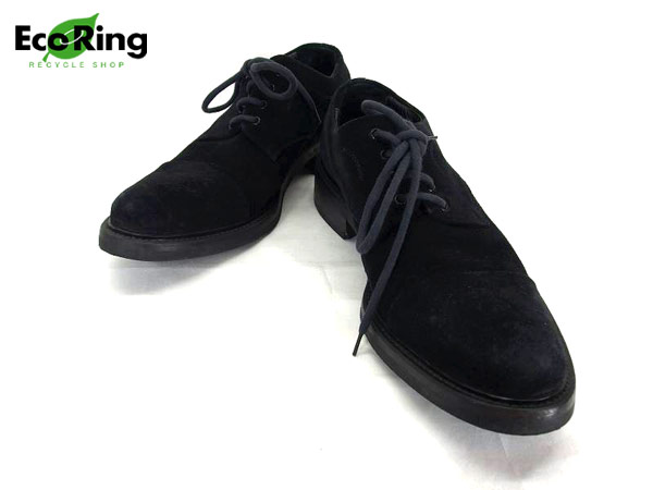 1円 ジョルジオ アルマーニ ブラック スエード メンズシューズ 11 1/2 靴 AL387