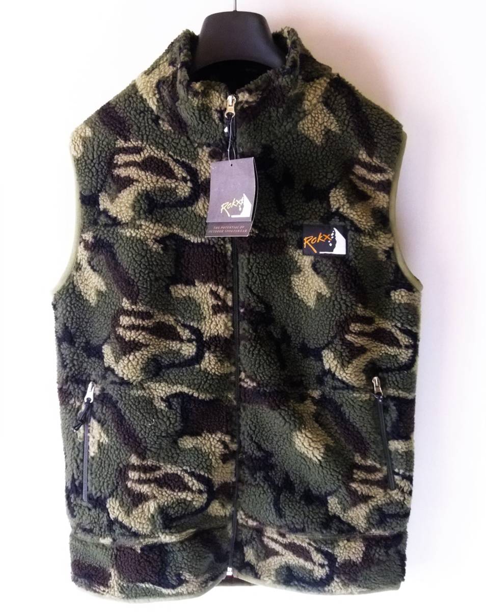 送料無料，品質保証 ROKX ロックス STUFFED BEAR VEST 迷彩フリースベストM/サンプル品(フリース)｜売買されたオークション情報、yahooの商品情報をアーカイブ公開 - オークファン フリース