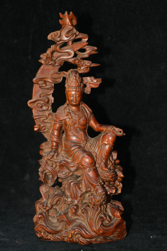 極上珍品 貴重 柘植木手彫 観自在 自在観音 仏教古美術 館蔵