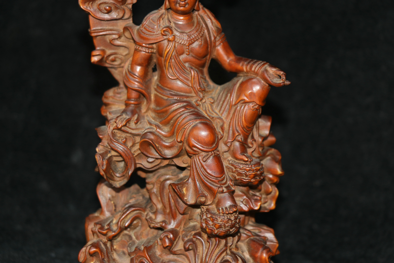 極上珍品 貴重 柘植木手彫 観自在 自在観音 仏教古美術 館蔵