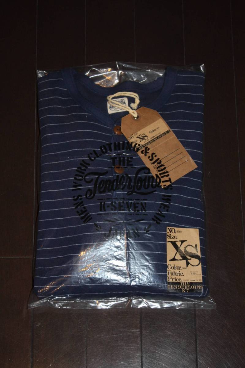 TENDERLOIN テンダーロイン ヘンリーネック ロンT ワッフル ネイビー XS