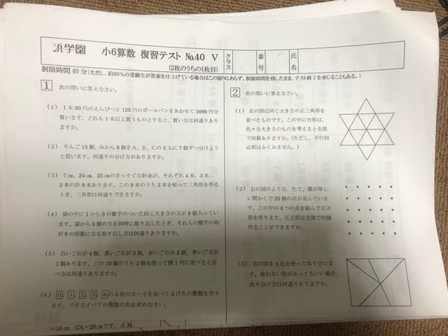 浜学園　小6 国語　Vクラス 浜学園 小6 6年 国語 復習テスト Vクラス 【公式通販】