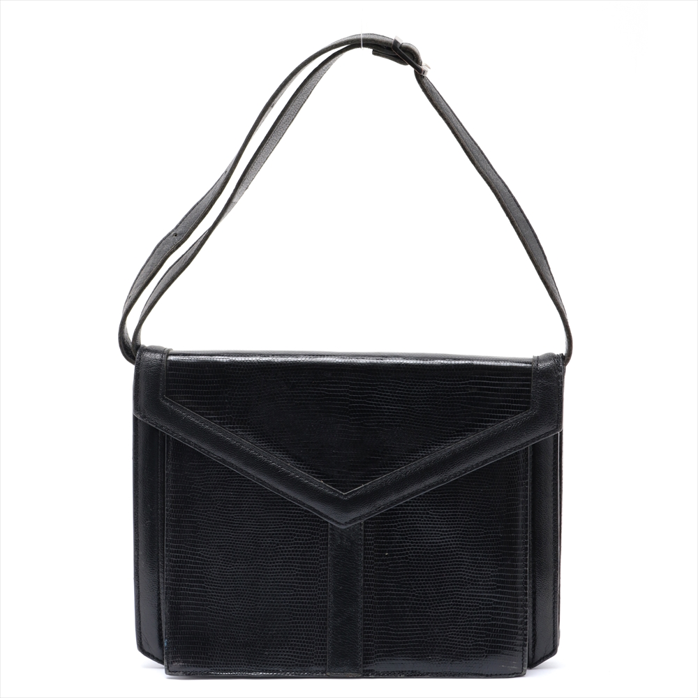 イブサンローラン YSL リザード型押し レザー ヴィンテージ ショルダー